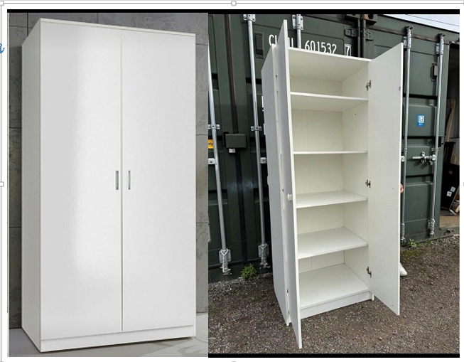brand new 2 door wardrobe in white colour fully shelves