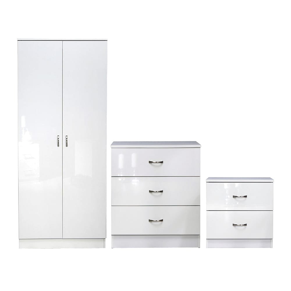 brand new high gloss 2 door wardrobe full set