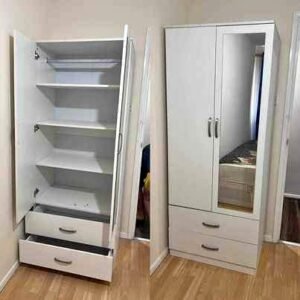 brand new 2 door wardrobe in white colour fully shelves