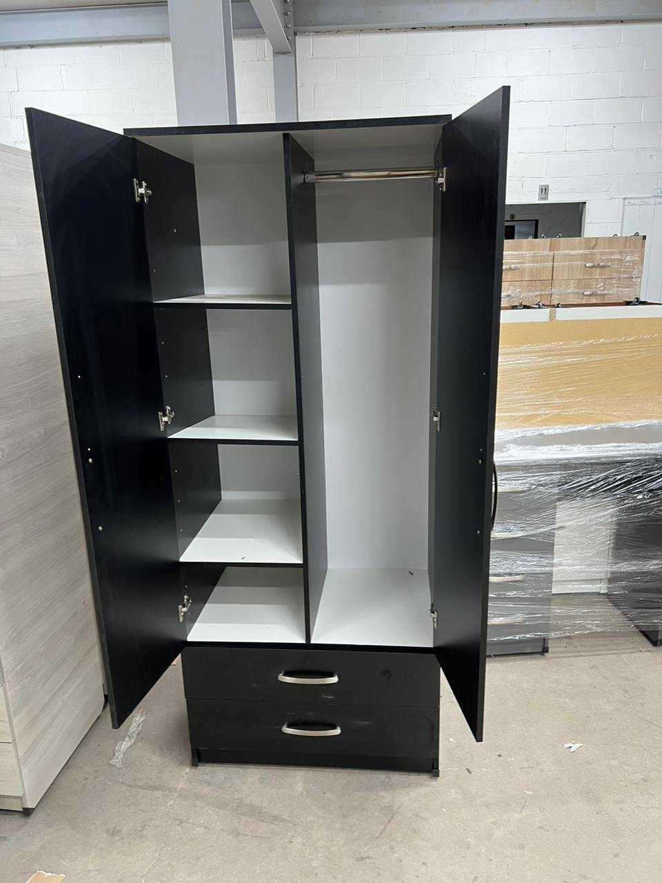 brand new 2 door wardrobe in white colour fully shelves