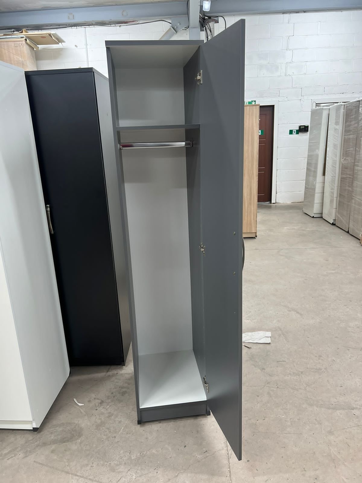 1 door plain wardrobe fully assembled with mirror & drawer storage