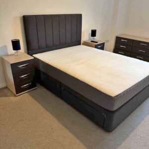 panel double size bed with mattress – classic panel design divan bed set (uk standard size)