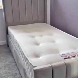 gio single wing bed – modern upholstered winged bed frame (uk standard size)