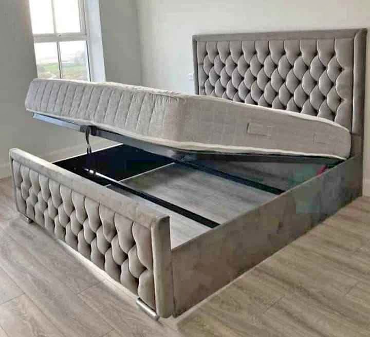 gio double wing bed – modern upholstered winged bed frame (uk double size)