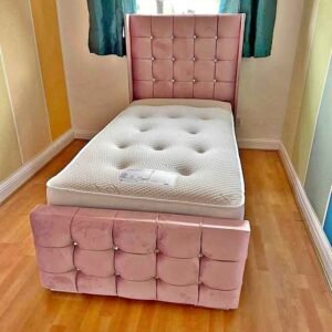 cube single size bed with mattress – modern box design divan bed set (uk standard size)