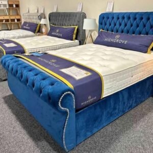 king size sleigh bed frame – premium curved upholstered bed (uk king size)