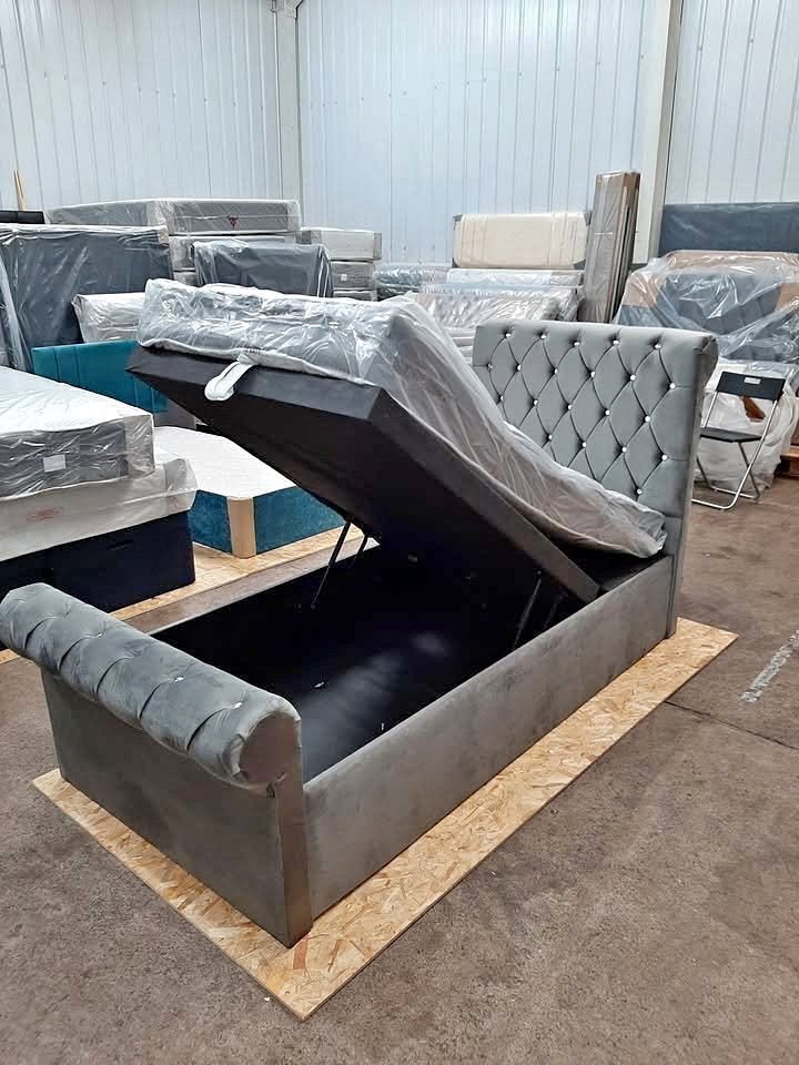 single sleigh bed frame – classic curved design upholstered bed (uk single size)