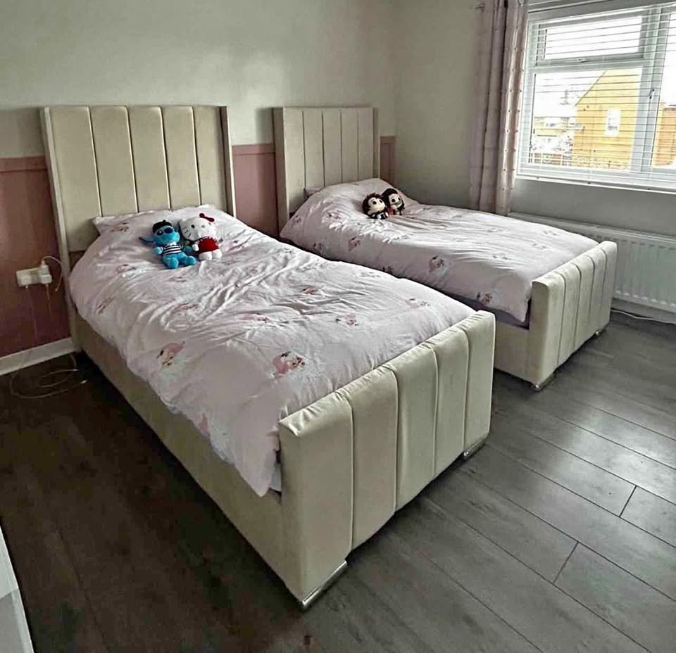 gio single wing bed – modern upholstered winged bed frame (uk standard size)