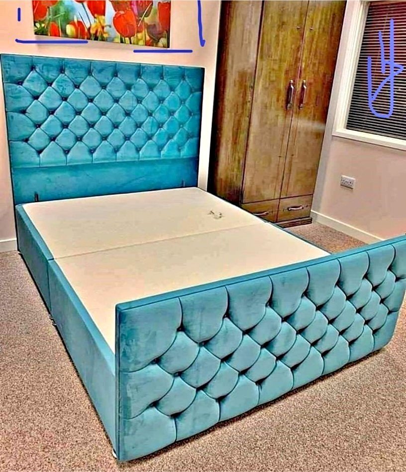 florida double bed with mattress – modern panel style divan bed set (uk standard size)