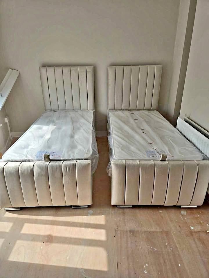 panel single size bed with mattress – classic panel design divan bed set (uk standard size)