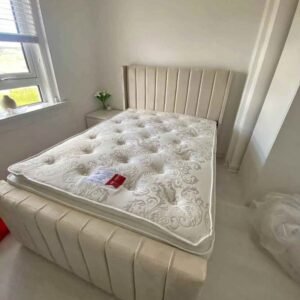 gio double wing bed – modern upholstered winged bed frame (uk double size)