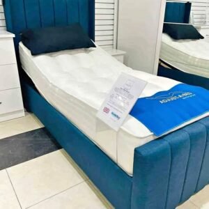 gnk single panel wing bed – luxury upholstered winged bed frame (uk standard size)