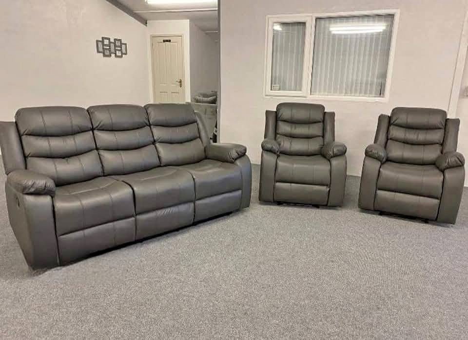 brand new roma 3 + 2 seater leather sofa set