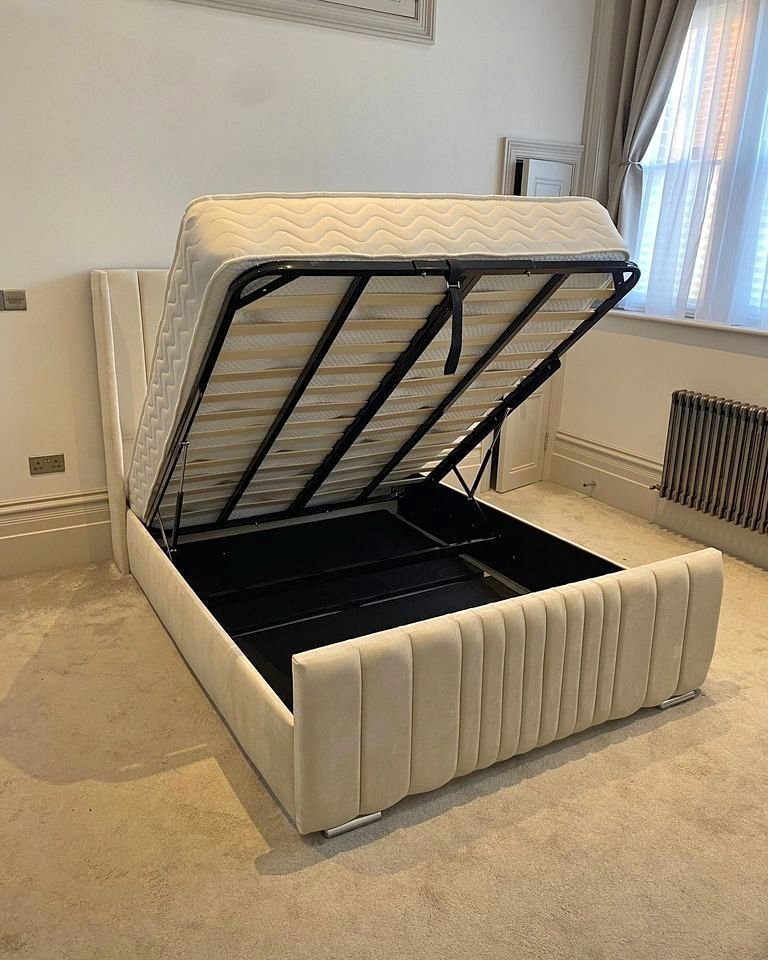 hilton double panel bed with mattress – hotel style upholstered bed set (uk double size)