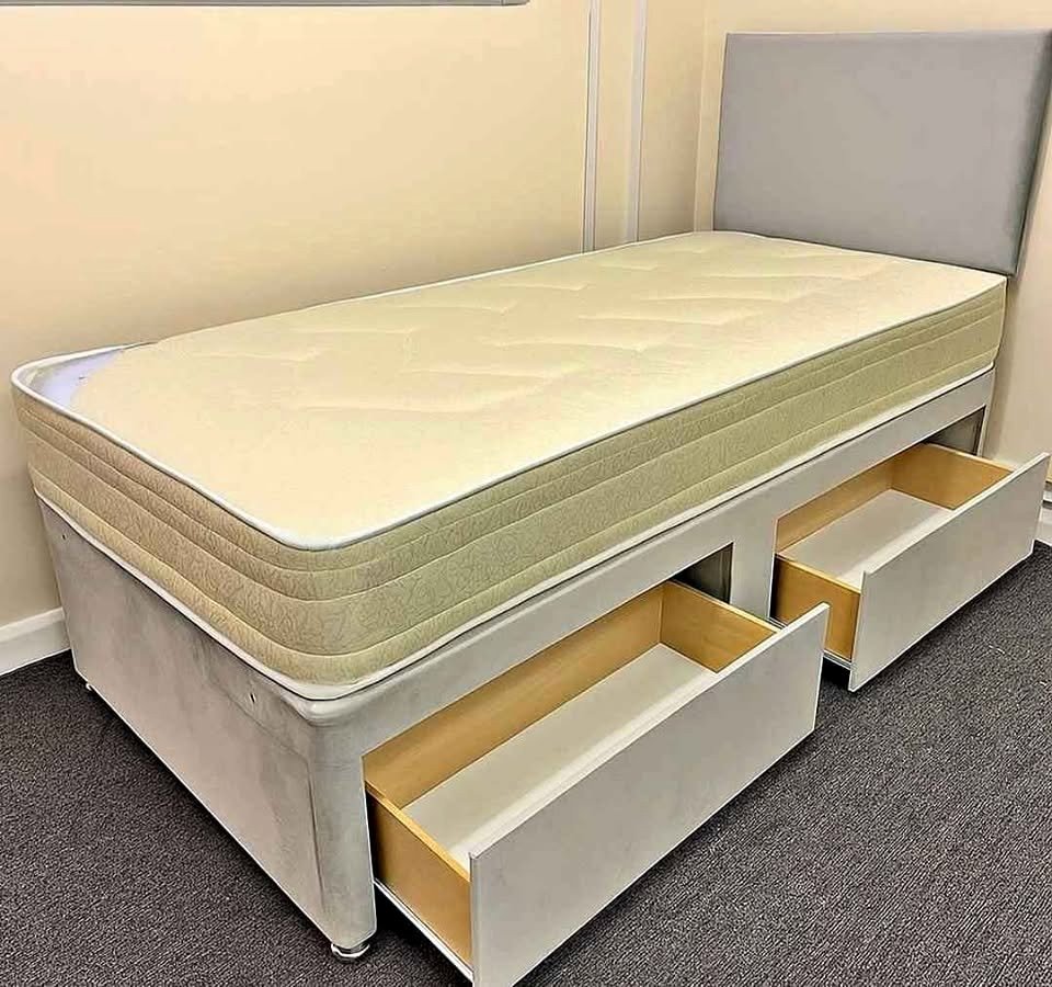 gnk divan single bed with mattress – complete divan bed set (uk standard size)