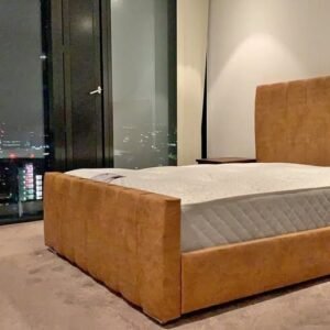 new double panel wing bed – luxury upholstered winged bed frame (uk double size)