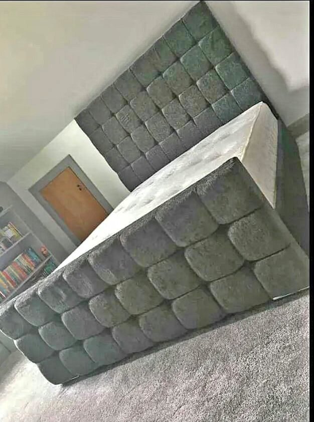 cube double size bed with mattress – modern box design divan bed set (uk standard size)