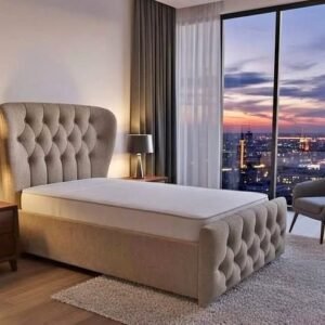 oxford single size wing bed – elegant upholstered winged bed frame (uk single)