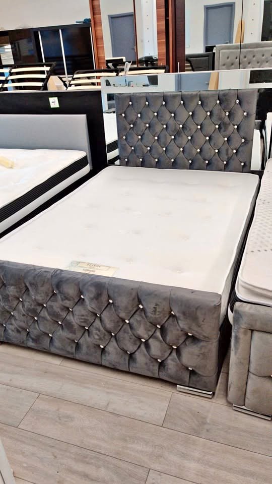 hilton double size bed with mattress – stylish & comfortable divan bed set (uk standard size)