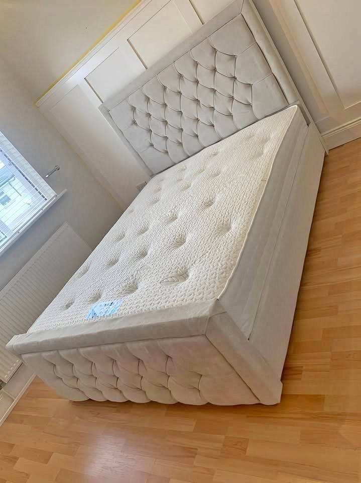 hilton single size bed with mattress – elegant & comfortable divan bed set (uk standard size)