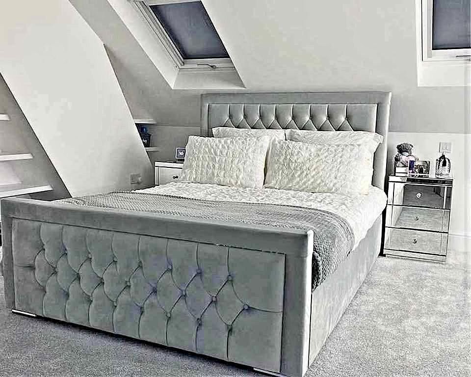 hilton double panel bed with mattress – hotel style upholstered bed set (uk double size)