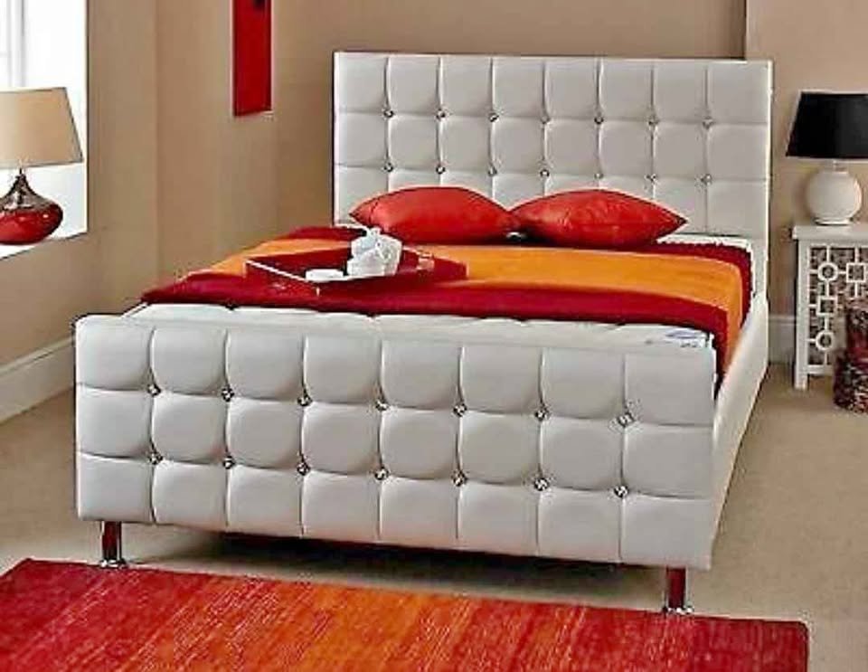 cube double size bed with mattress – modern box design divan bed set (uk standard size)