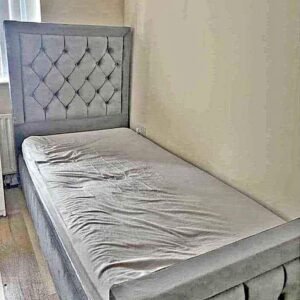 new hilton single panel bed with mattress – modern upholstered bed set (uk standard size)