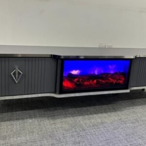 modern living room tv unit with fireplace
