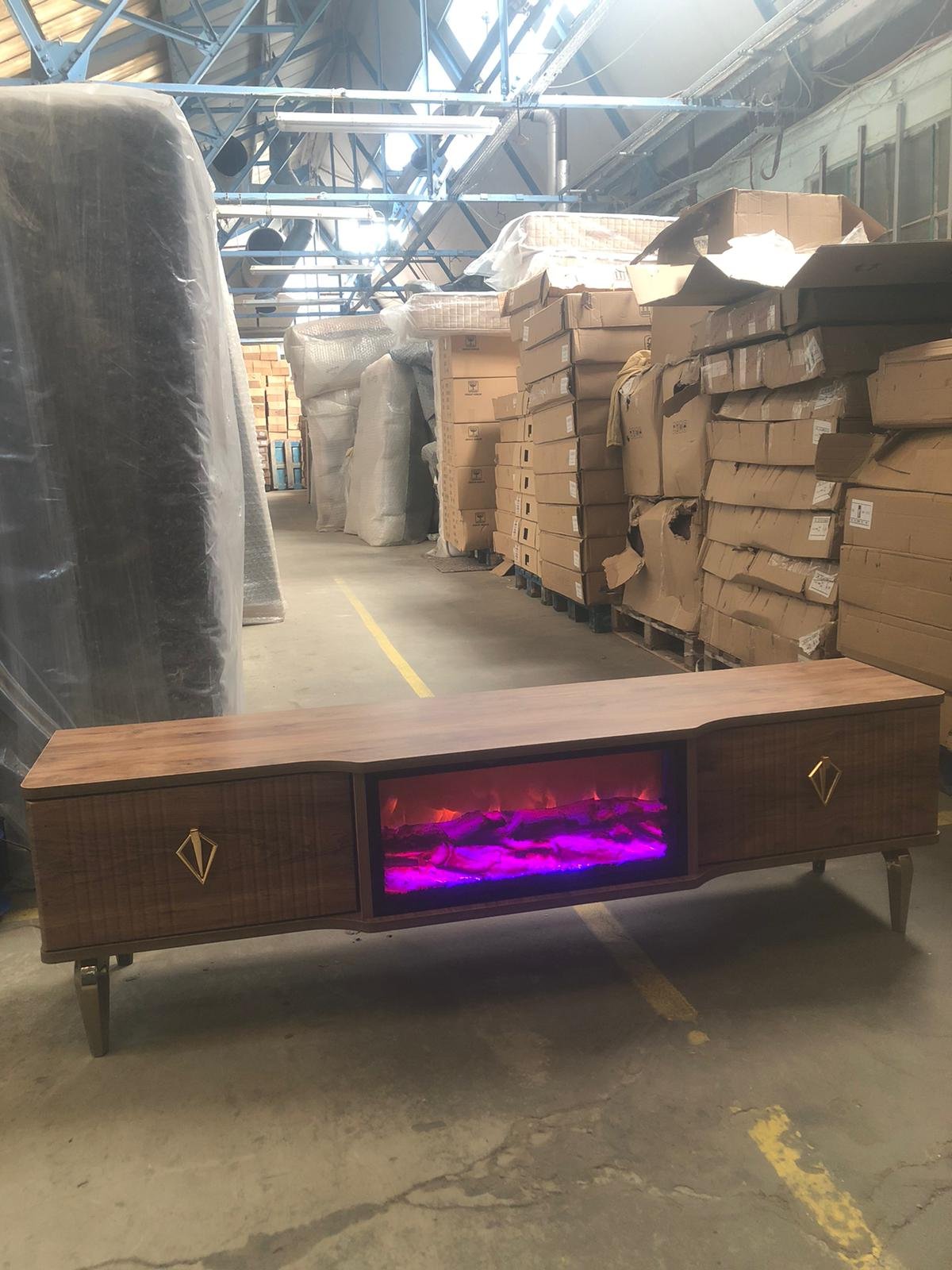 brand modern tv unit with built in fireplace