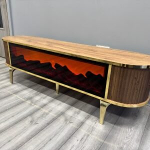 brand modern tv unit with built in fireplace