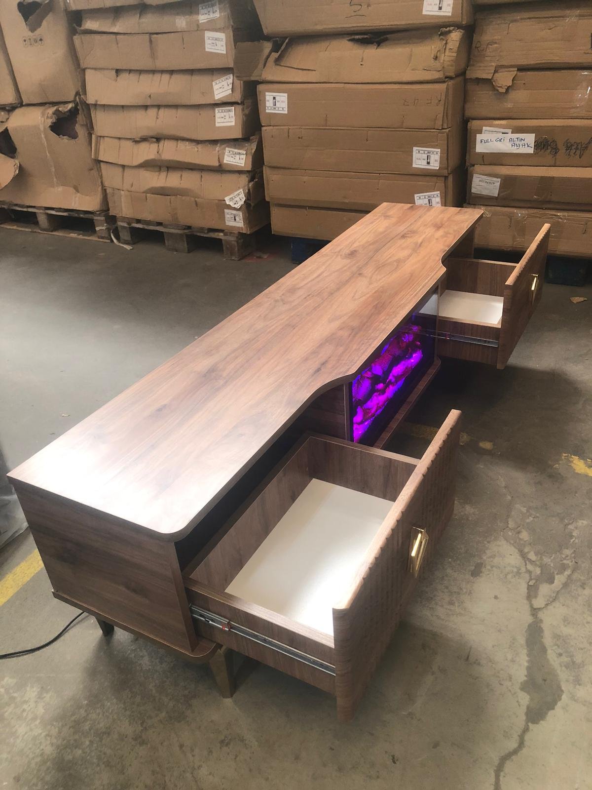 new brand compact tv unit with electric fireplace