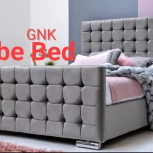 gnk cube bed – modern upholstered cube design bed frame (uk standard sizes)