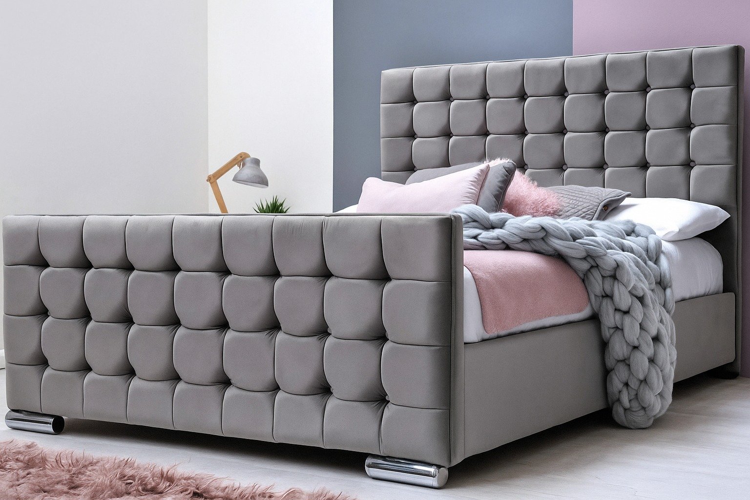 gnk cube bed β modern upholstered cube design bed frame (uk standard sizes)