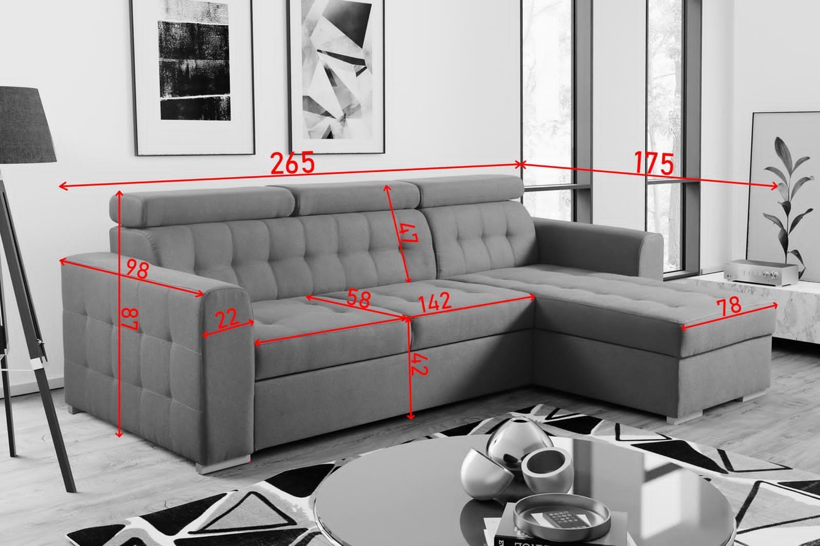 new arctic l shape corner sofa bed with storage ottoman – premium comfort