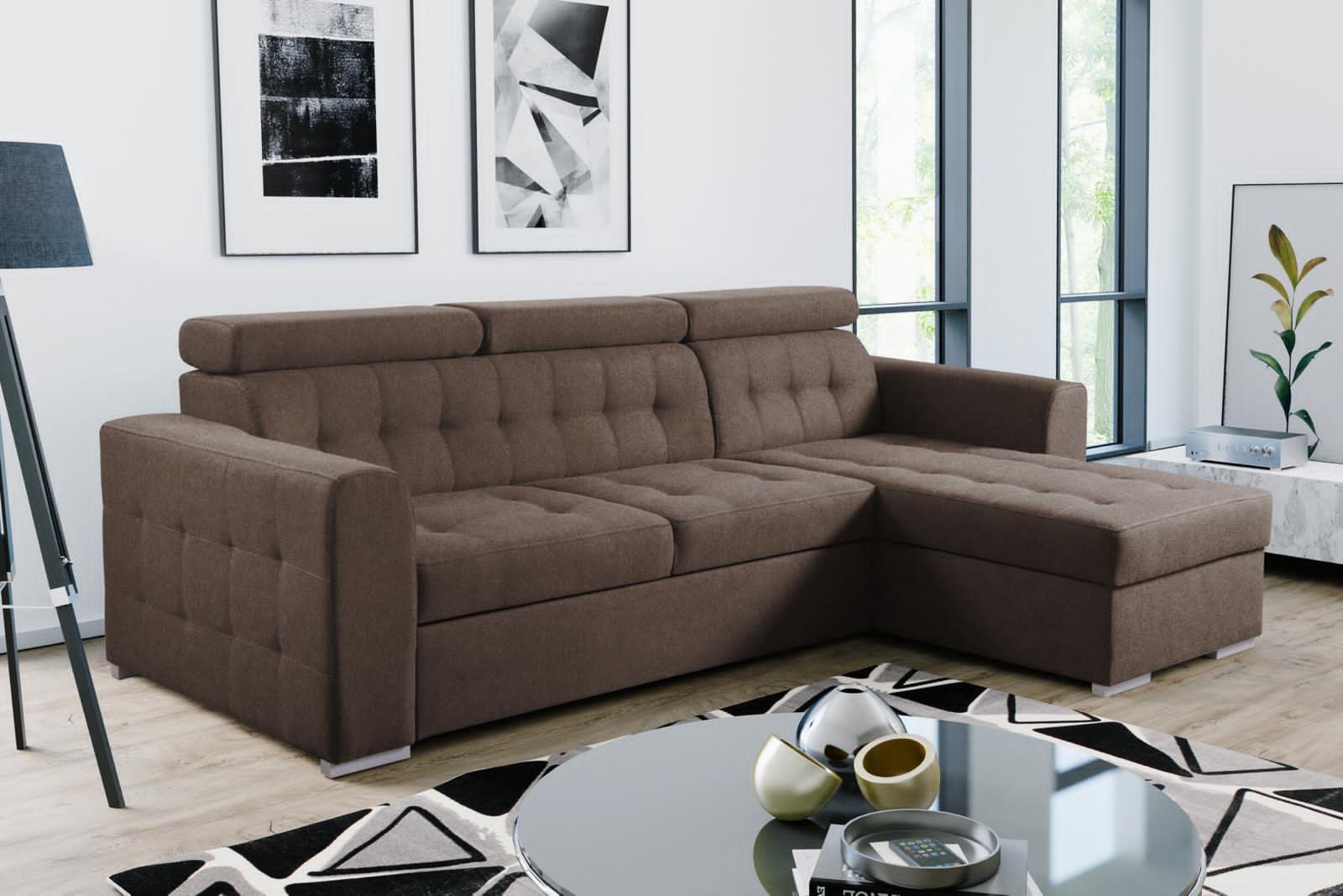 luxury arctic corner sofa bed with storage ottoman β family size