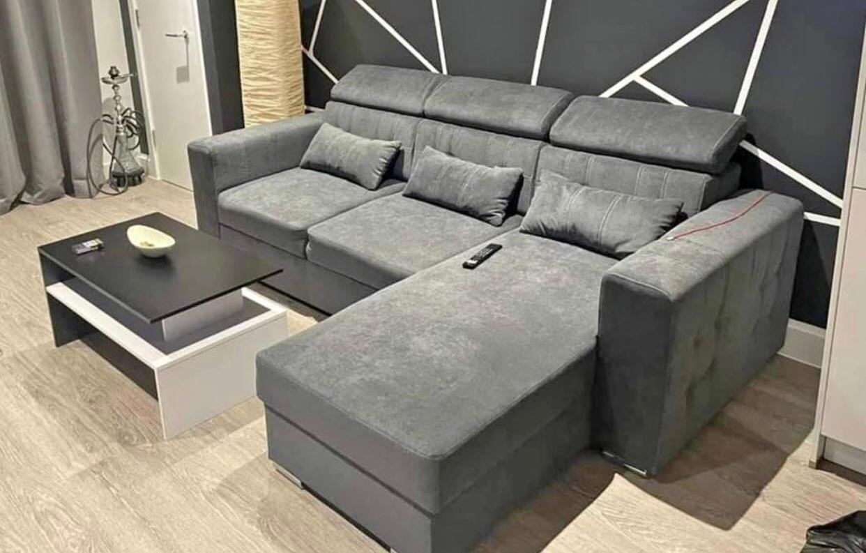 luxury arctic corner sofa bed with storage ottoman β family size