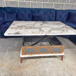extendable marble effect coffee table with storage – brand new