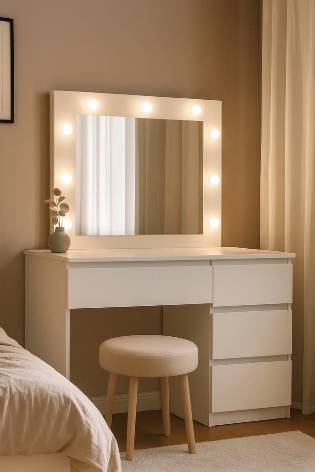 new stylish multi colour dressing table – hollywood mirror vanity with stool