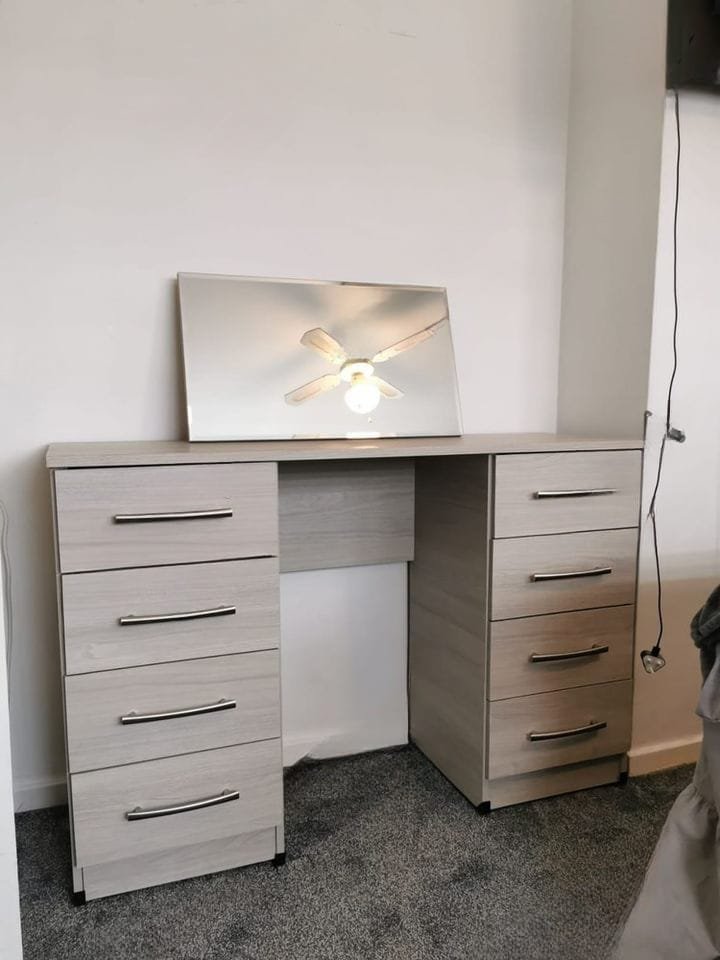 luxury 8 drawer dressing table with mirror – computer desk style vanity (123cm)