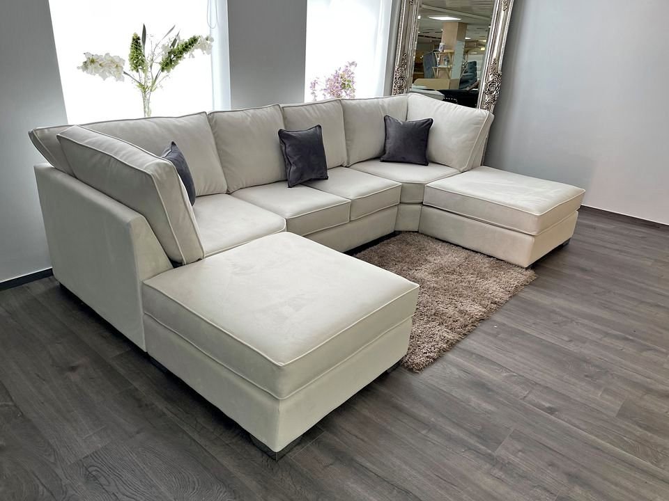 u shape sofa – modern family u shaped sofa with footstool
